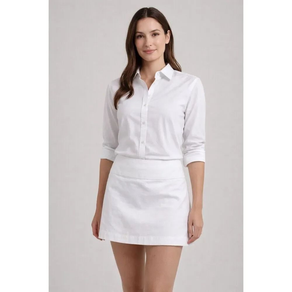 Express White Mini Skirt Cotton Stretch Size 4 Preppy Summer